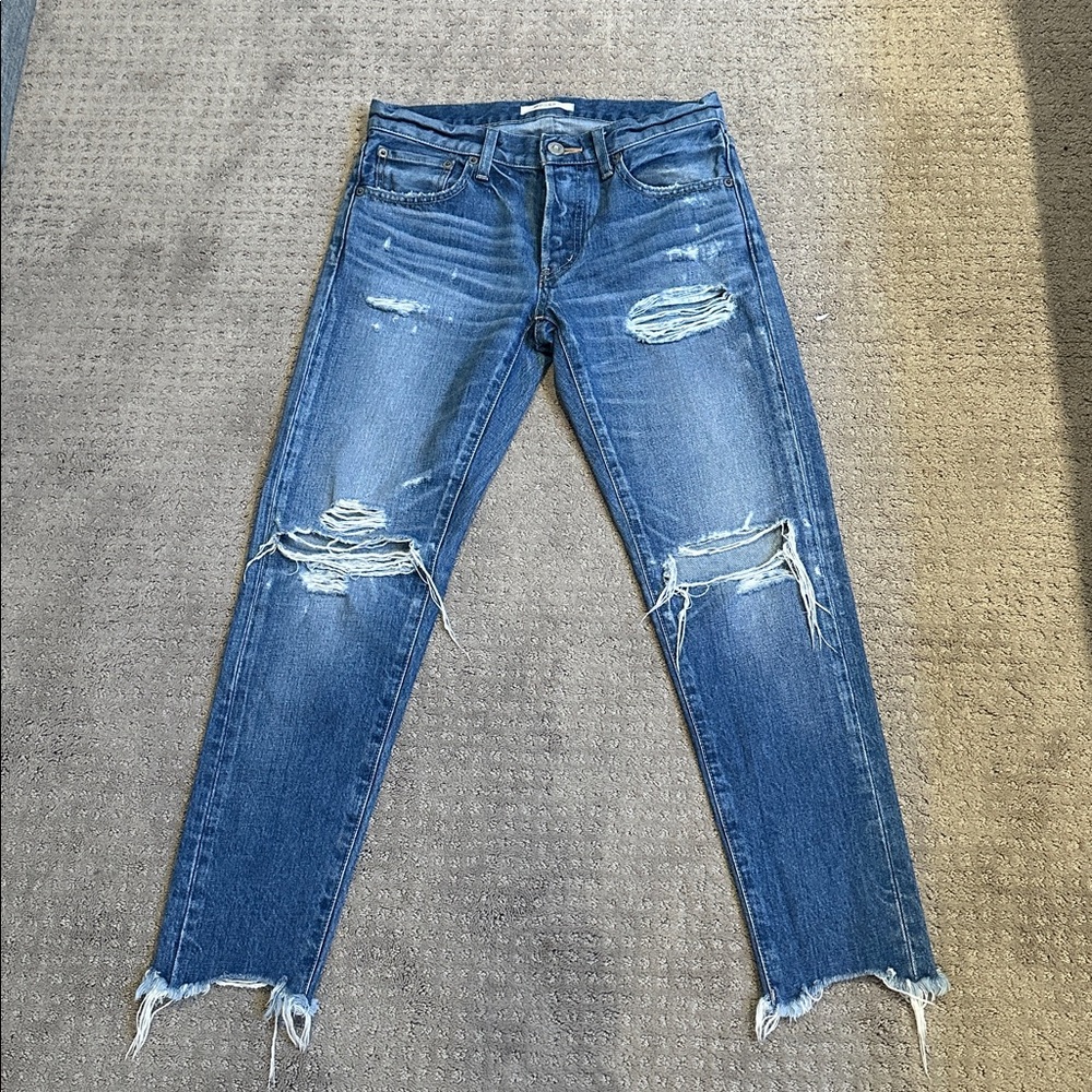 Moussy Blue Distressed Skinny Jeans